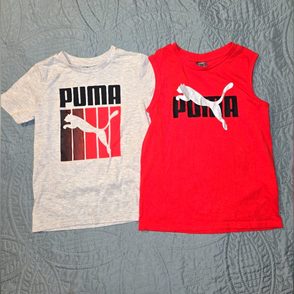 Puma Boy's 7 Red and Gray T-Shirts 2pc Set